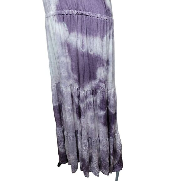 Beach Break Maxi Dress Tiered Purple Tie Dye Summer Swim Cover Sun Womens Small - Picture 5 of 9